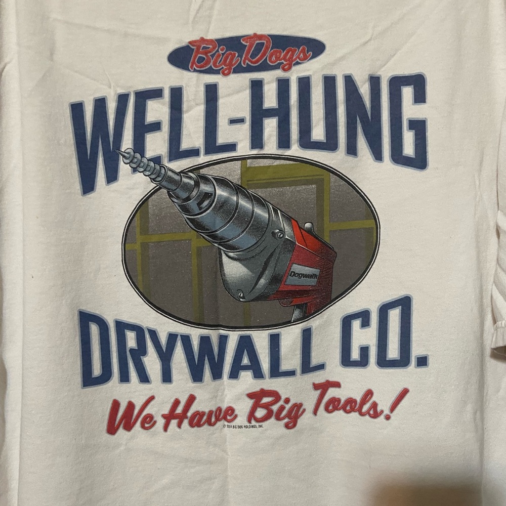 Big Dogs White and Blue Drywall Graphic Tee